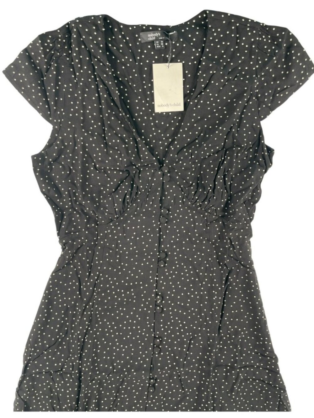 Nobodys Child Avery Black Polka Dot Midi Slit Casual Everyday Dress Sz US 6 NEW - Picture 3 of 10